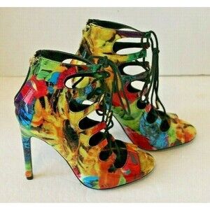 Steve Madden Cythiaa Heels Floral Lace Up Sandals Womens Size 6M Shoes